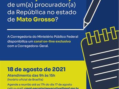 Foto da Notícia: Corregedoria do MPF realiza atendimento para coleta de manifestações no dia 18 de agosto